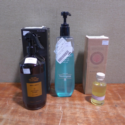 6042 - Spirit reed diffuser, Antiga room spray and Neutrogena bath gel (351-63,95,193) *This lot is subject... 