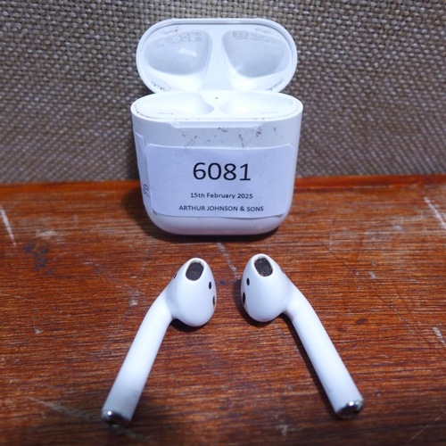 6081 - Apple AirPods with charging case (2nd generation) model no: mv7n2zm/a, Original RRP £99.99 + VAT (35... 