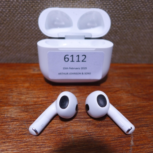 6112 - Apple AirPods with MagSafe charging case (3rd generation) model no: mme73zm/a, Original RRP £139.99 ... 