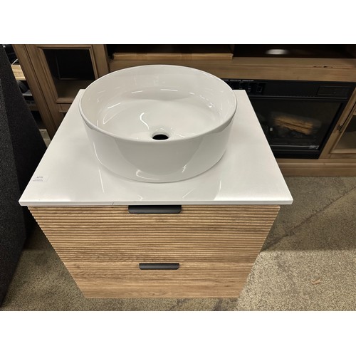 3062 - Archie walnut vanity unit with sink and two draws, original RRP £458.33 + VAT (4224-11) *This lot is... 