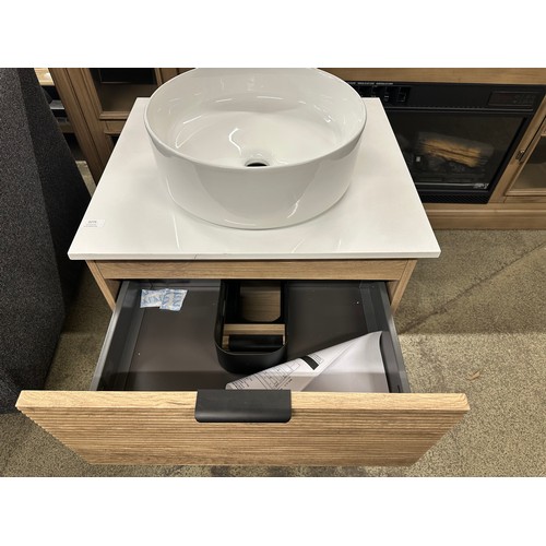 3062 - Archie walnut vanity unit with sink and two draws, original RRP £458.33 + VAT (4224-11) *This lot is... 