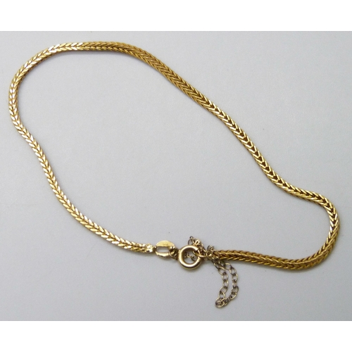 7030 - An 18ct yellow gold bracelet, 7g, 21.5cm