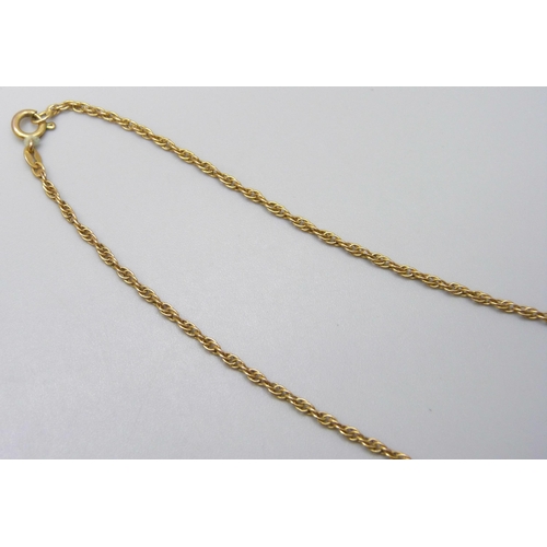 7037 - A 9ct gold graduated rope chain necklace, 5.1g, 39cm