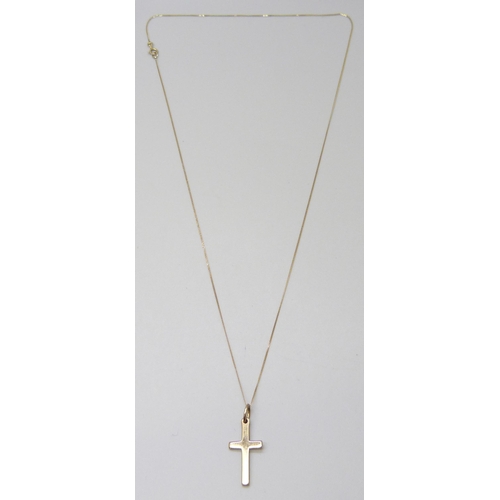 7045 - A 9ct gold cross pendant and chain, 1.9g, 2.5cm including bale