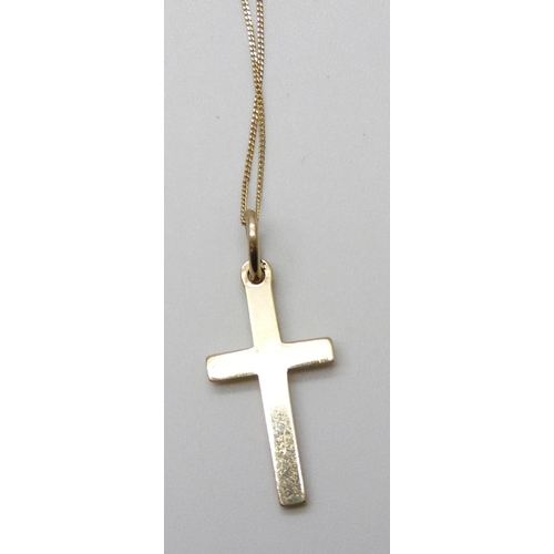 7045 - A 9ct gold cross pendant and chain, 1.9g, 2.5cm including bale