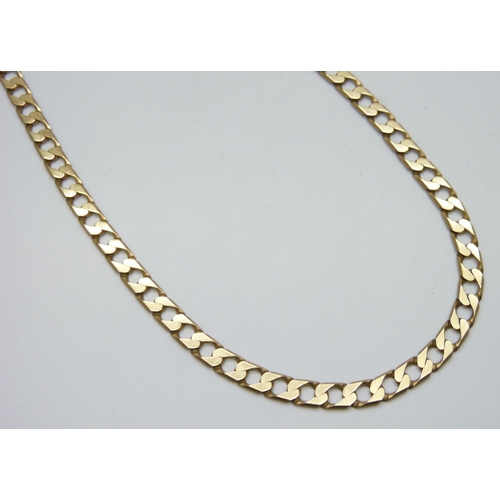 7070 - A 9ct gold curb chain necklace, 55cm, 6mm links, 33.6g