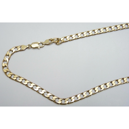 7070 - A 9ct gold curb chain necklace, 55cm, 6mm links, 33.6g