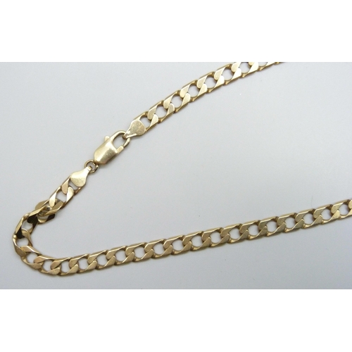 7070 - A 9ct gold curb chain necklace, 55cm, 6mm links, 33.6g