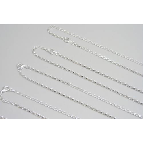 7092 - Five sterling silver belcher chain necklaces, 18 inch, 23g