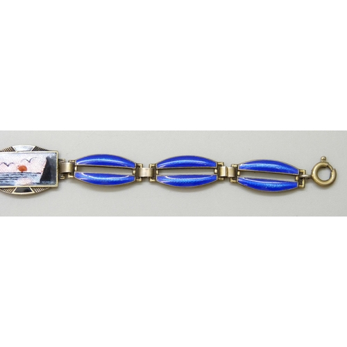 7128 - A Norwegian silver gilt enamelled bracelet, 10.5g, 18.5cm