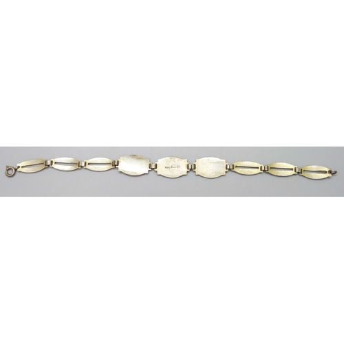 7128 - A Norwegian silver gilt enamelled bracelet, 10.5g, 18.5cm