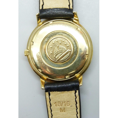 7179 - A 1964 18ct gold Dennison cased Omega Constellation wristwatch with original period Omega buckle on ... 