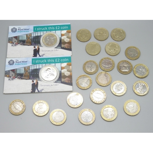 7191 - A collection of commemorative £2 coins including Charles Dickens, World War I, Florence Nightingale,... 