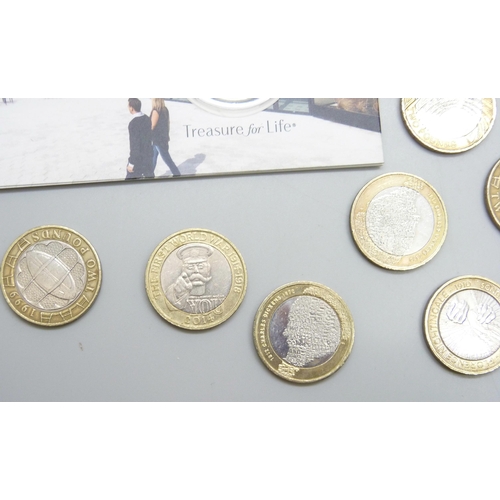 7191 - A collection of commemorative £2 coins including Charles Dickens, World War I, Florence Nightingale,... 