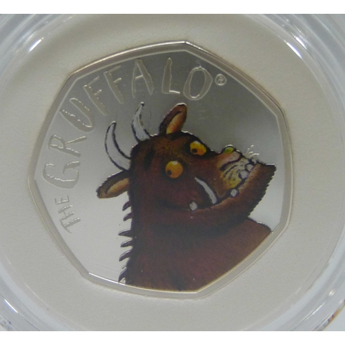 7196 - A 2019 UK Royal Mint 50p silver proof coin, 20 Years of The Gruffalo, boxed