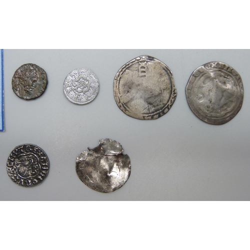 7202 - A collection of coins including Edward III, 1327-1377 silver groat, Roman coin from Hatfield Hoard, ... 