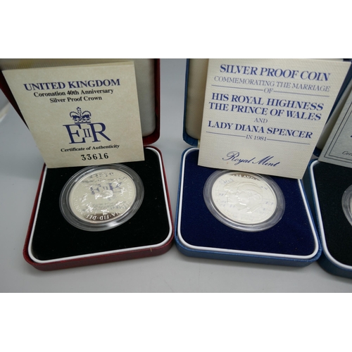 7222 - Four commemorative silver crowns