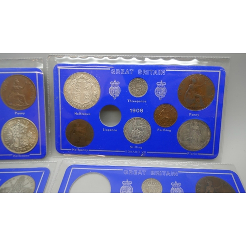 7228 - Coins; Eight British coin part sets, including five Edward VII