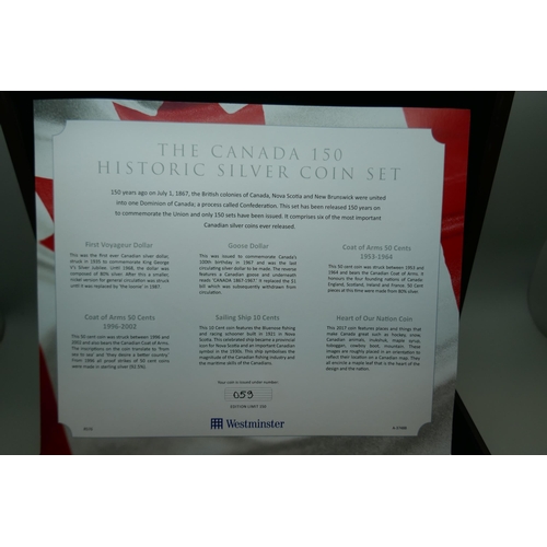 7231 - Coins; The Canada 150 Historic Silver coin set