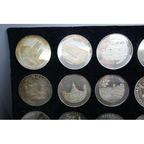 7232 - Birmingham Mint, The Ancient Counties of England, a cased silver 40-coin set, each coin hallmarked, ... 