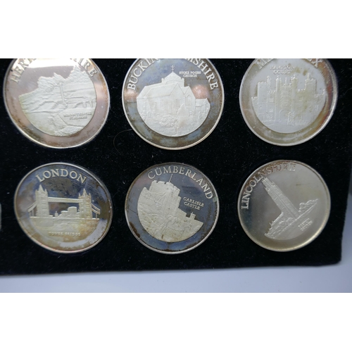 7232 - Birmingham Mint, The Ancient Counties of England, a cased silver 40-coin set, each coin hallmarked, ... 