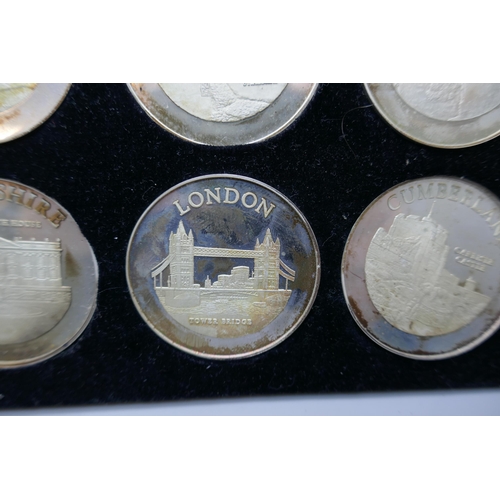 7232 - Birmingham Mint, The Ancient Counties of England, a cased silver 40-coin set, each coin hallmarked, ... 