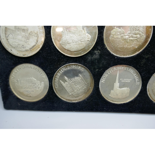 7232 - Birmingham Mint, The Ancient Counties of England, a cased silver 40-coin set, each coin hallmarked, ... 