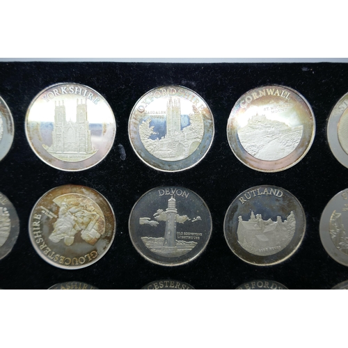 7232 - Birmingham Mint, The Ancient Counties of England, a cased silver 40-coin set, each coin hallmarked, ... 