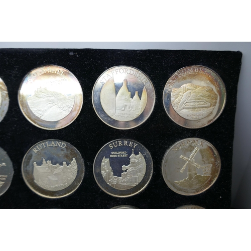 7232 - Birmingham Mint, The Ancient Counties of England, a cased silver 40-coin set, each coin hallmarked, ... 