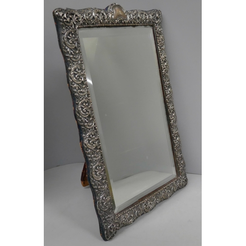 7235 - A late Victorian silver framed mirror, Birmingham 1897, 21cm wide