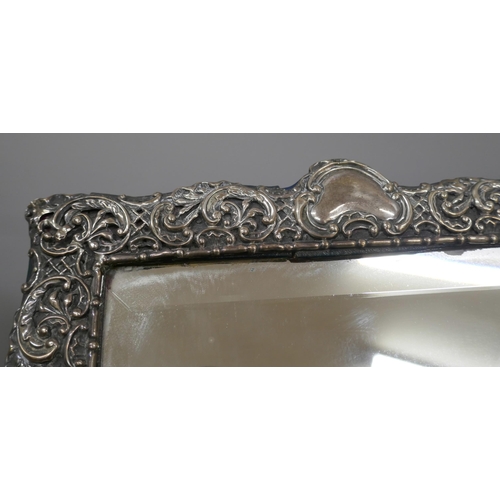 7235 - A late Victorian silver framed mirror, Birmingham 1897, 21cm wide