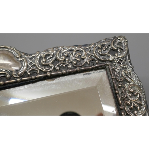 7235 - A late Victorian silver framed mirror, Birmingham 1897, 21cm wide