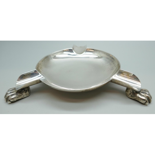 7237 - A silver cigar rest with claw feet, Sheffield 1997, 121g