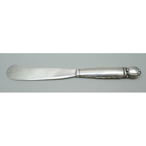 7238 - A silver Georg Jensen preserve knife, London 1934 import Mark, 2g, 134mm