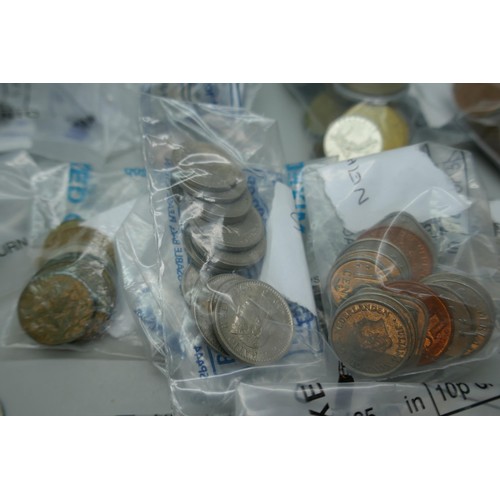 7234 - A collection of coins, old pennies, sixpences, US coins including Liberty dollar, etc. and banknotes