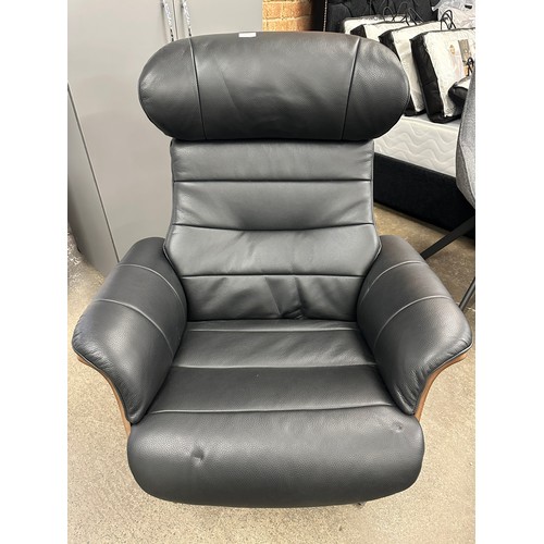 3137 - Kuka Karma black leather reclining arm chair with footstool, original RRP £583.33 + VAT (4224-26) *T... 