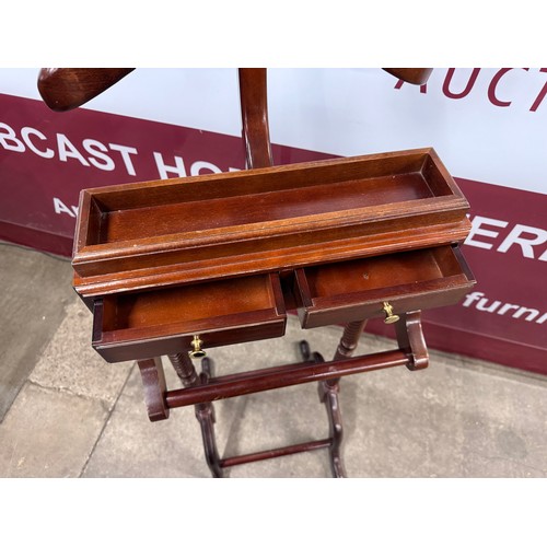 2086 - A Victorian style two drawer barley twist mahogany gentleman's valet stand