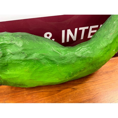 2152 - A large papier-mâché green chilli pepper stage prop from a Nottingham theatre, 110cm