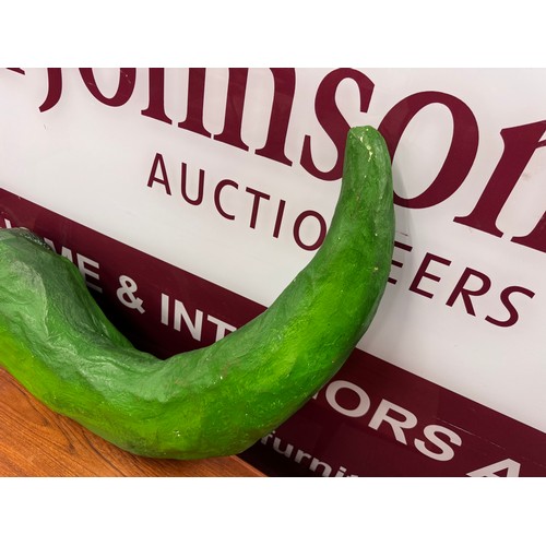 2152 - A large papier-mâché green chilli pepper stage prop from a Nottingham theatre, 110cm