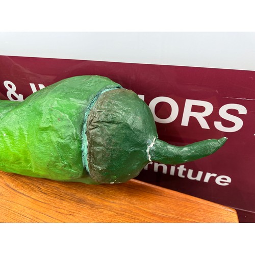 2152 - A large papier-mâché green chilli pepper stage prop from a Nottingham theatre, 110cm