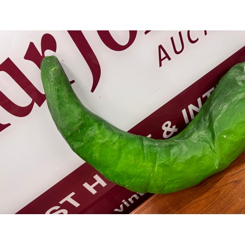 2152 - A large papier-mâché green chilli pepper stage prop from a Nottingham theatre, 110cm