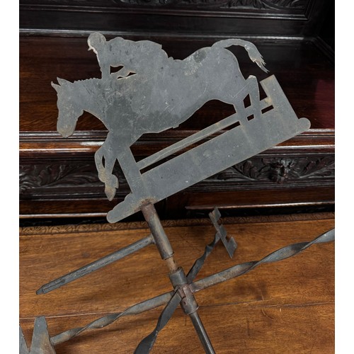 2194 - A horse and jockey weather vane, 78cm