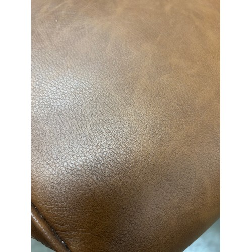 3024 - A brown leather John Lewis office chair