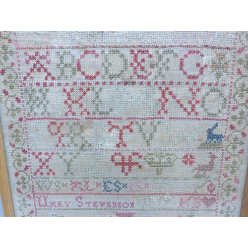 2007 - A George III sampler by Mary Stevenson, 1819, frame 32cm wide