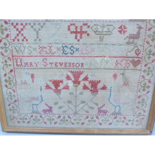 2007 - A George III sampler by Mary Stevenson, 1819, frame 32cm wide