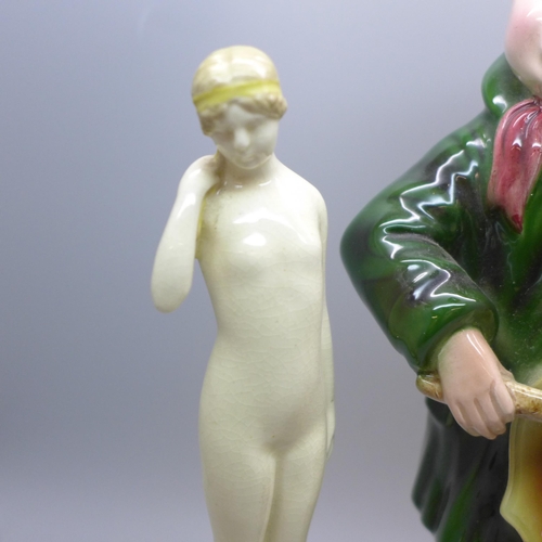 2023 - A Royal Worcester standing nude figure, 2692, a Coalport Jennifer Jane figure and a Royal  Belvedere... 