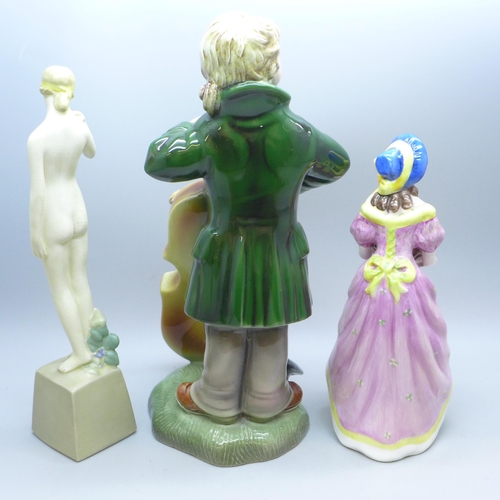 2023 - A Royal Worcester standing nude figure, 2692, a Coalport Jennifer Jane figure and a Royal  Belvedere... 