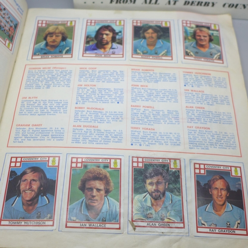 2047 - A Panini Football 78 sticker album, Derby County memorabilia, 3x Roy McFarland autographs from the 1... 