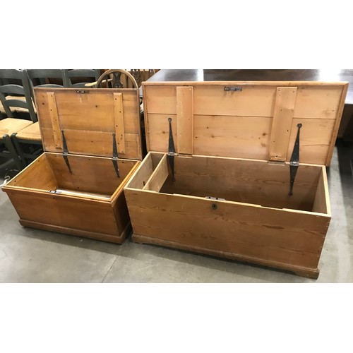 243 - Two Victorian pine blanket boxes