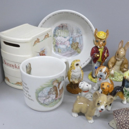 2061 - A collection of assorted china to include Bunnykins pottery (mug, bowl, plate, clock) together with ... 